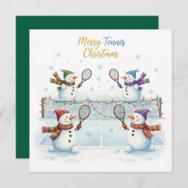 Tarjeta Festiva Tennis Christmas With Snowman  Festive Holiday 