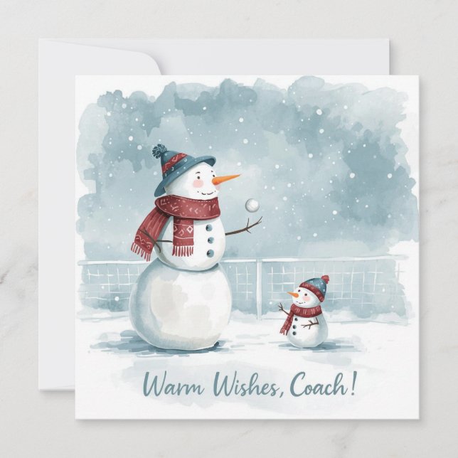 Tarjeta Festiva Tennis Christmas With Snowman  Festive Holiday  (Anverso)
