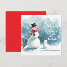 Tarjeta Festiva Tennis Christmas With Snowman  Festive Holiday 