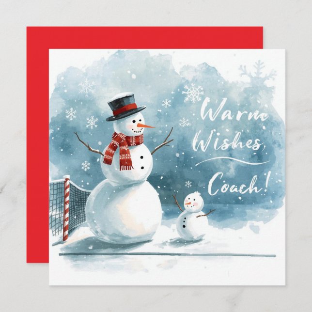 Tarjeta Festiva Tennis Christmas With Snowman  Festive Holiday  (Anverso / Reverso)