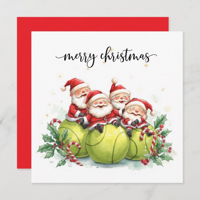 Tarjeta Festiva Tennis Christmas with tennis themed  (Anverso / Reverso)