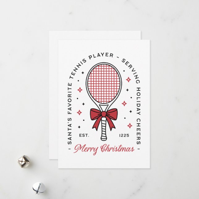 Tarjeta Festiva Tennis lovers funny merry Christmas greetings (Anverso/Reverso In Situ)