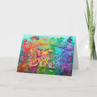 Tarjeta Festiva Tentáculos del arco iris