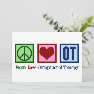 Tarjeta Festiva Terapeuta ocupacional de paz amor OT