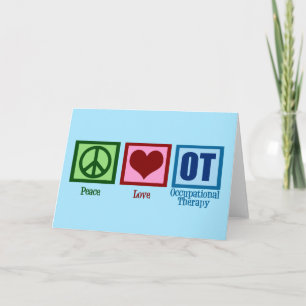 Tarjeta Festiva Terapia Ocupacional Paz Amor OT
