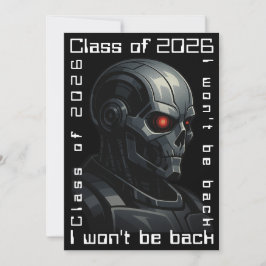 Tarjeta Festiva Terminator Skull Graduation Class of 2026 Design
