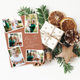 Tarjeta Festiva Terracota de guión elegante multifotográfico