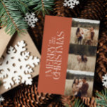 Tarjeta Festiva Terracota moderno minimalista multifoto botánica<br><div class="desc">Elegante Terracota moderna minimalista multifoto color agua follaje botánico atrevido tipografía gráfica tarjeta de Navidades de vacaciones.</div>