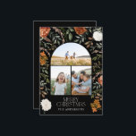 Tarjeta Festiva Terracota negra 3 arco botánico elegante<br><div class="desc">Terracota negra floral botánica elegante arco multi 3 foto tarjeta navideña Feliz Navidad.</div>