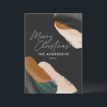 Tarjeta Festiva Terracota verde negro moderno minimalista acuarela<br><div class="desc">Tarjeta de Navidad negra,  verde terracota abstracta acuarela moderna guion no foto presupuesto. Diseño moderno tendencia verde,  beige y terracota.</div>