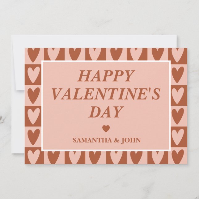 Tarjeta Festiva Terracotta Boho Hearts Valentine’s Gift (Anverso)