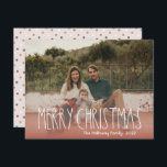 Tarjeta Festiva Terracotta Navidades de Punto del Boho Rojo Polka<br><div class="desc">Esta terracota rojo boho polka dot Navidad tarjeta de vacaciones completa con fotos es perfecta para su moderno saludo de vacaciones de bohemia inspirado en una casa de campo. El clásico estilo rústico, aunque delicado, le confiere un aspecto muy original, conservándolo en lo lindo y sencillo. Los puntos de polka...</div>