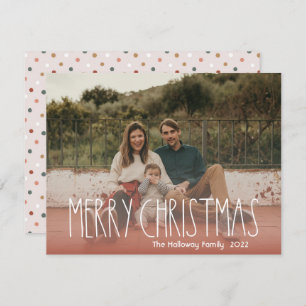Tarjeta Festiva Terracotta Navidades de Punto del Boho Rojo Polka 