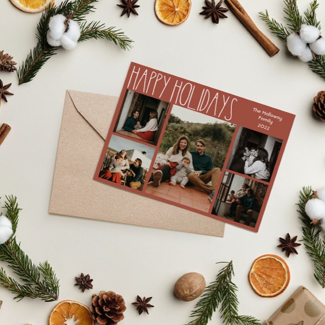 Tarjeta Festiva Terracotta Red Boho Polka Dot Cinco Fotografías (Subido por el creador)