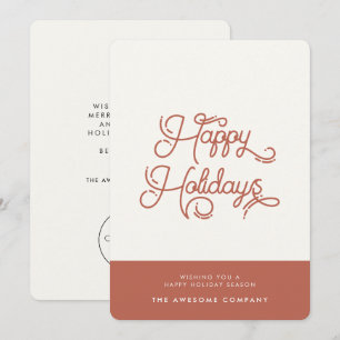 Tarjeta Festiva Terracotta Retro vintage Happy Holidays corporate