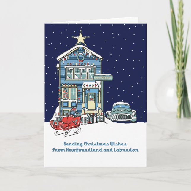 Tarjeta Festiva Terranova y Labrador envían deseos a los Navidades (Anverso)