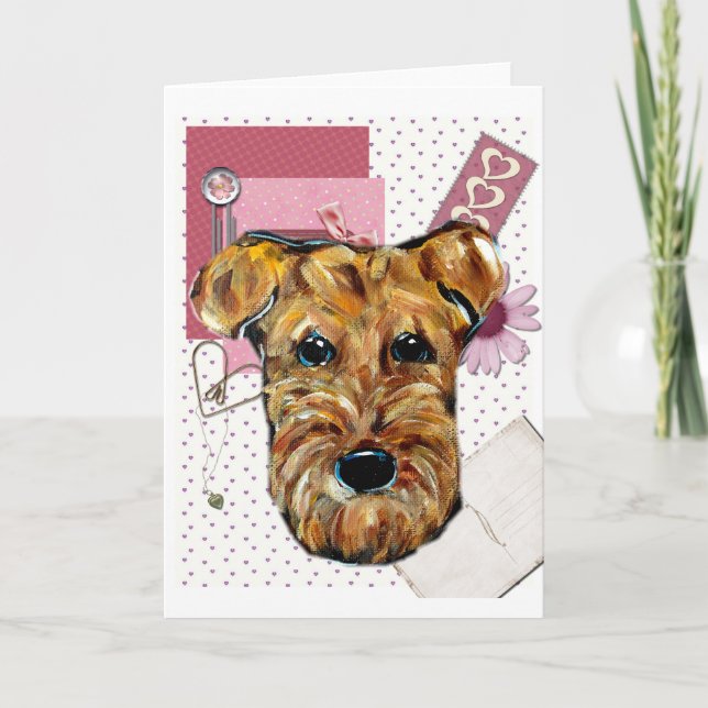 TARJETA FESTIVA TERRIER AIREDALE (Anverso)
