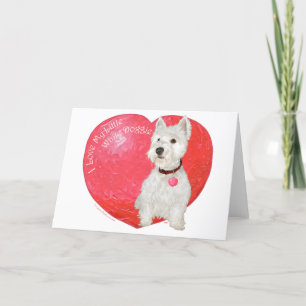 Tarjeta Festiva Terrier blanco de West Highland en San Valentín