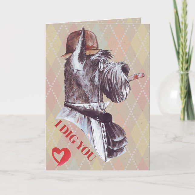Tarjeta Festiva Terrier Caballero Perro Me Encantas (Anverso)