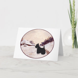 Tarjeta Festiva Terrier Escocés Camino a Casa