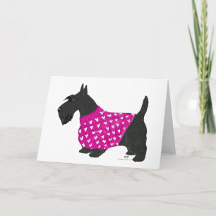 Tarjeta Festiva Terrier Escocés con un Suéter