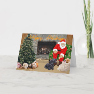 Tarjeta Festiva Terrier Escocés Feliz & Papá Noel
