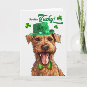 Tarjeta Festiva Terrier Irlandés de Perro Sintiéndose Afortunado D