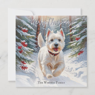 Tarjeta Festiva Terrier West Highland Terrier Westie en la nieve N