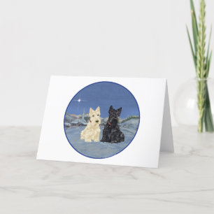 Tarjeta Festiva Terriers Escoceses Black & Wheaten Invierno