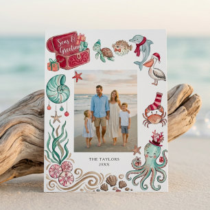 Tarjeta Festiva Tesoro del Océano Mar y Felicitaciones Foto de Nav