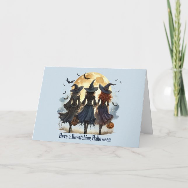 Tarjeta Festiva Testigos de época para una Halloween de belleza (Anverso)