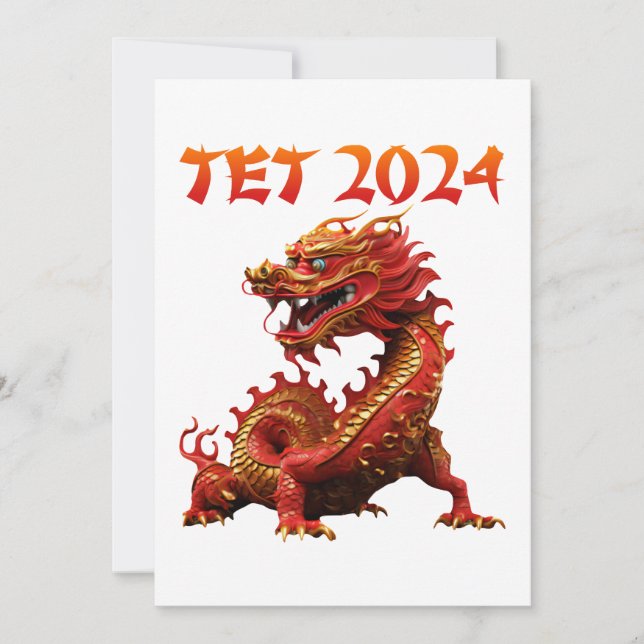 Tarjeta Festiva Tet 2024 Año del dragón Año Nuevo vietnamita (Anverso)