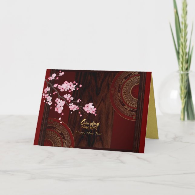 Tarjeta Festiva Tet Hoa Anh Dao Año Nuevo Vietnamita C (Anverso)