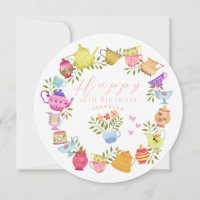 Teteras y tazas blancas cumpleaños