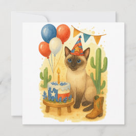 Tarjeta Festiva Texas Birthday Themed for Cat Lovers 