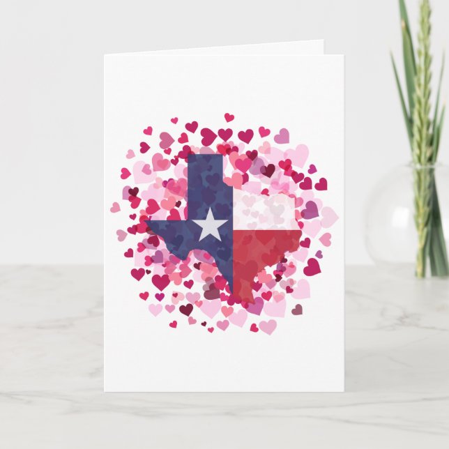 Tarjeta Festiva Texas en un Campo de Corazones - Día de San Valent (Anverso)