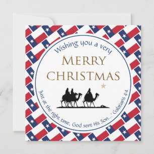 Tarjeta Festiva TEXAS FLAG Tres sabios Navidades de TEXAN