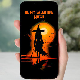 Tarjeta Festiva Texto de bruja de San Valentín gótico descargable