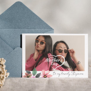 Tarjeta Festiva Texto de foto personalizada Floral Feliz Día de la