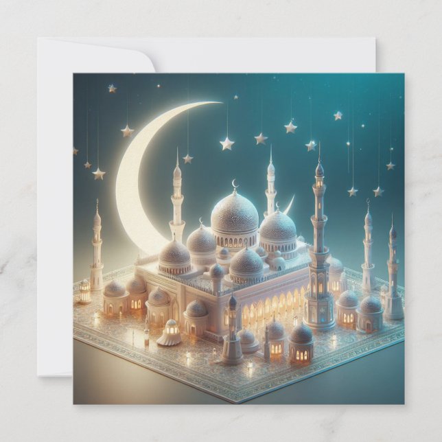 Tarjeta Festiva Texto de salutaciones personalizables Eid Mubarak (Anverso)