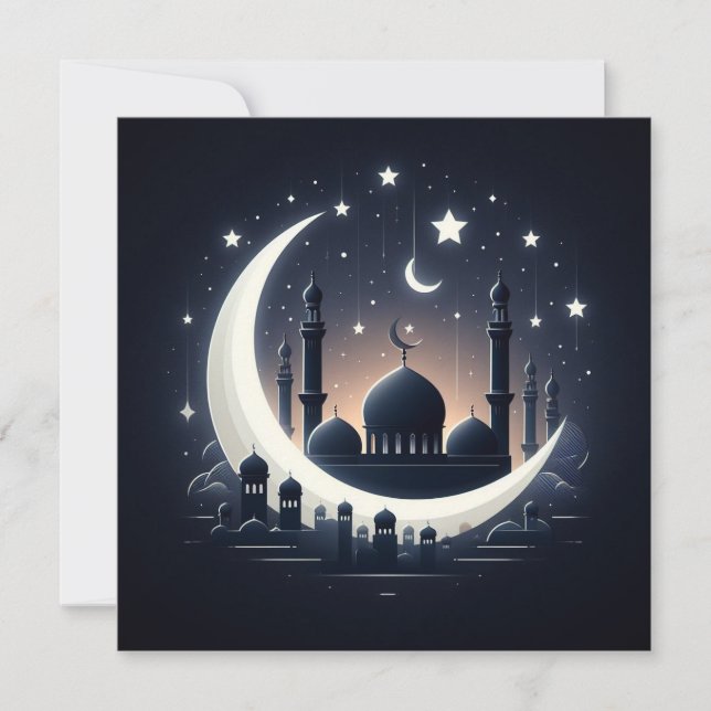 Tarjeta Festiva Texto de salutaciones personalizables Eid Mubarak (Anverso)