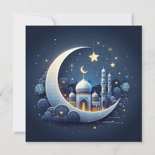 Tarjeta Festiva Texto de salutaciones personalizables Eid Mubarak (Anverso)