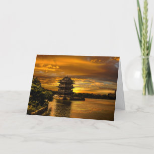 Tarjeta Festiva Texto del personalizado Atardecer cerca de la tarj