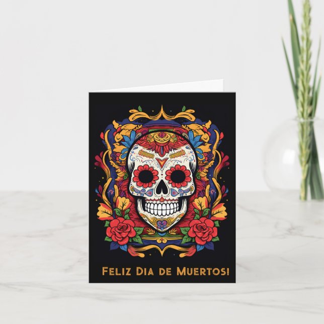 Tarjeta Festiva Texto del personalizado Dia de Muertos ☠️ Calavera (Anverso)