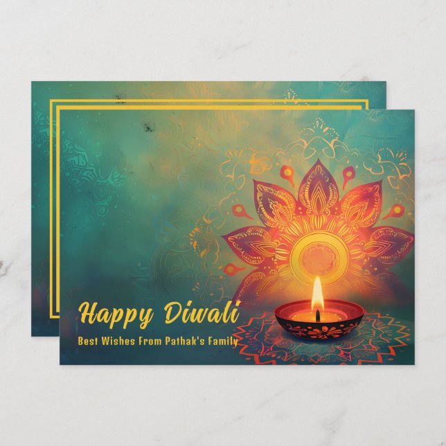 Tarjeta Festiva Texto del personalizado, Diwali Luz etérea (Anverso / Reverso)