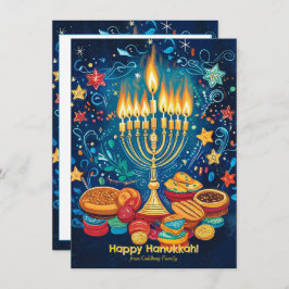 Tarjeta Festiva Texto del personalizado Menorah Magic Greeting