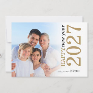 Tarjeta Festiva Texto moderno de año nuevo 2027 girado Foto Feliz