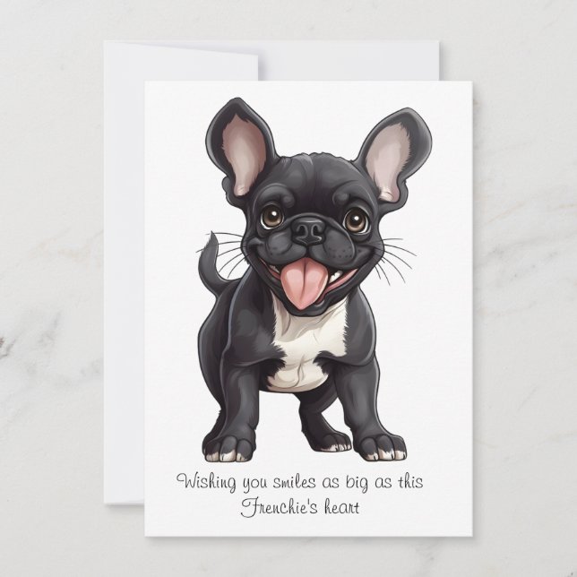 Tarjeta Festiva Texto personalizado, cachorro francés (Anverso)