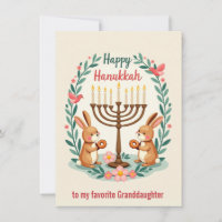 Texto personalizado Conejo Menorah Feliz Janucá