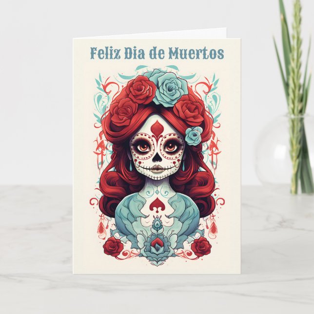 Tarjeta Festiva Texto personalizado Dia de Muertos ☠️ La Calavera  (Anverso)
